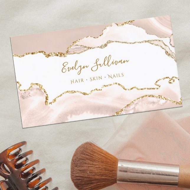 delicate ivory blush agate business card (Creator Uploaded)