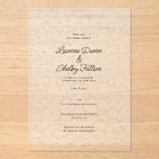 Delicate Lace Acrylic Wedding Invitations