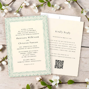 Delicate Lace Border Cream Wedding  Invitation