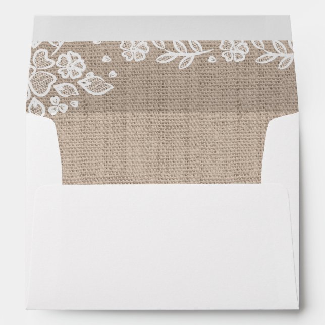 Delicate Lace Burlap Rustic Country Lined Envelope (Back (Bottom))