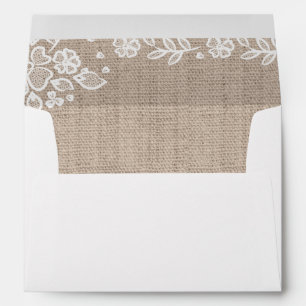 Delicate Lace Burlap Rustic Country Lined Envelope