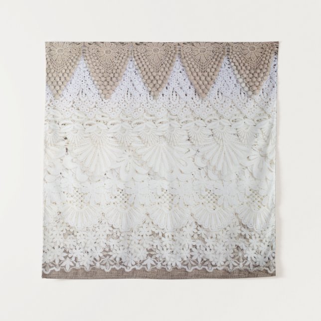 Delicate Lace Cloth Texture Background Tapestry (Front)