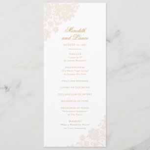 Delicate Lace Corner Ivory and Gold Script Wedding Program
