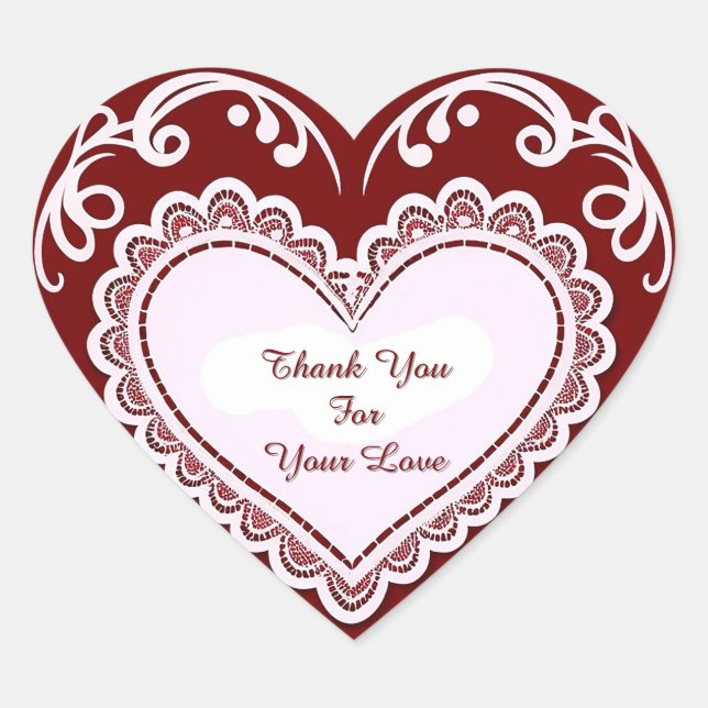 Delicate Lace Heart Card Sticker (Front)