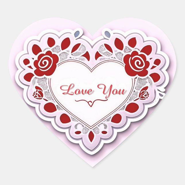 Delicate Lace Heart Card Sticker (Front)