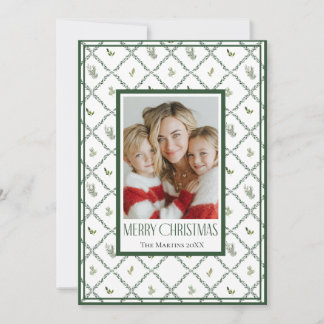 Delicate lattice photo Merry Christmas Holiday Card