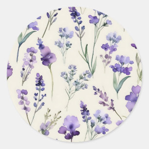 Delicate Lavender Dream Watercolor Floral Classic Round Sticker