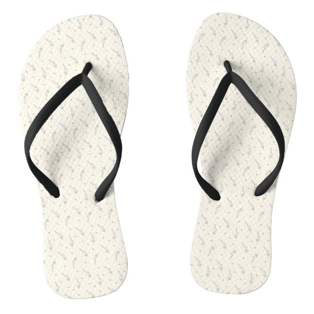 Delicate Lavender & Honeybee Botanical Outline Flip Flops (Footbed)