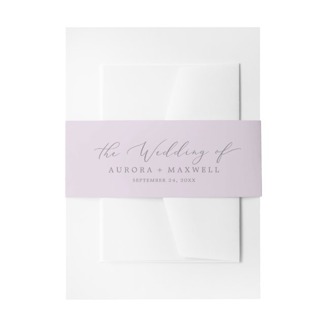Delicate Lavender Wedding Invitation Belly Band (Front Example)
