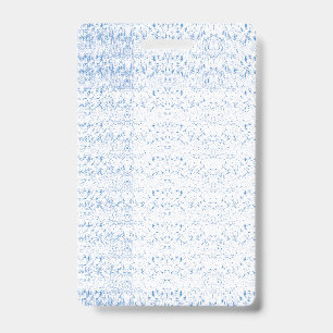 Delicate, light-blue patterned design repeating on badge