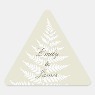 Delicate Light Green White Fern Botanical Triangle Sticker