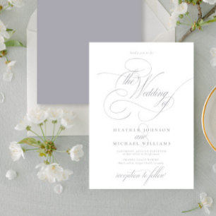 Delicate Light Grey Modern Calligraphy Classic Invitation