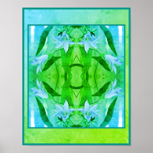 Delicate Lily Flowers Distressed Abstract  Poster (Front)