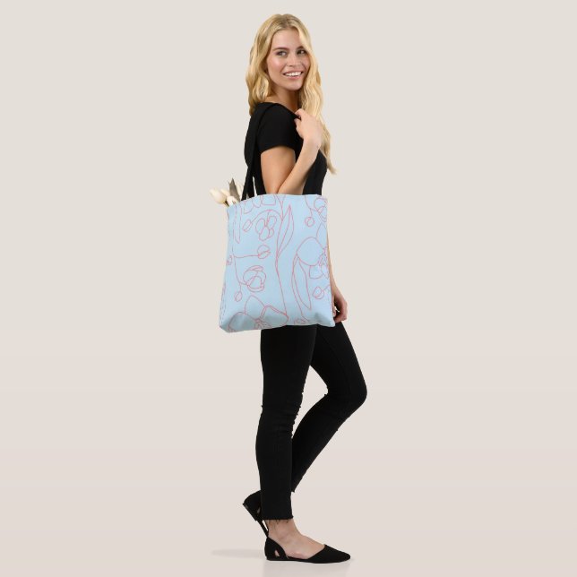 Delicate Line Blooms Tote Bag (On Model)