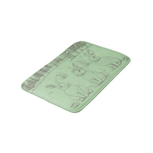 Delicate line drawn Wild Rabbits Bath Mat