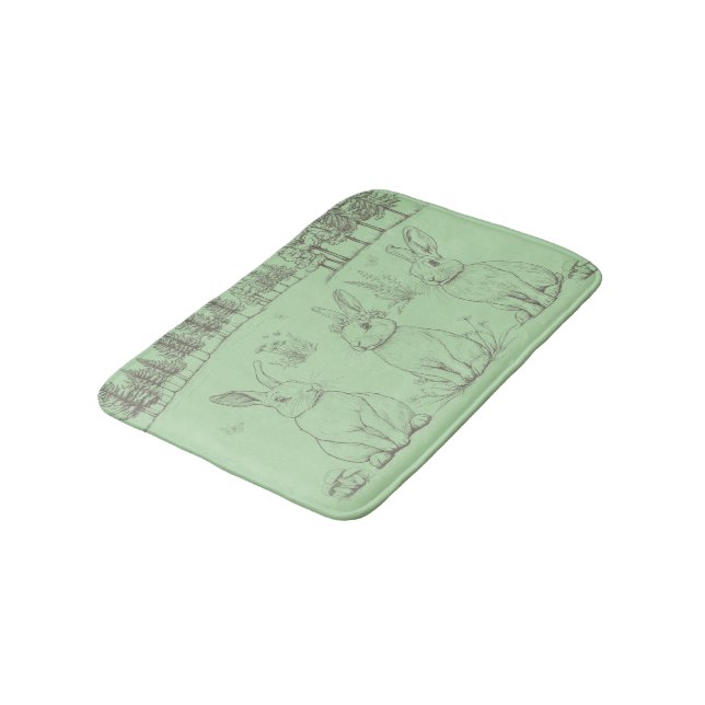 Delicate line drawn Wild Rabbits Bath Mat (Angled)