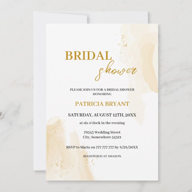 Delicate linear leaves Bridal Shower Invitation (Front)