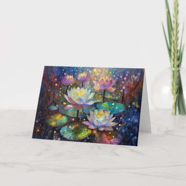 Delicate Lotus Flowers Blossoming in the Snow Card (Front)
