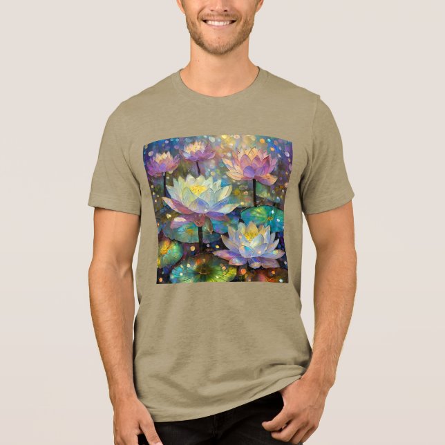 Delicate Lotus Flowers Blossoming in the Snow Tri-Blend Shirt (Front)