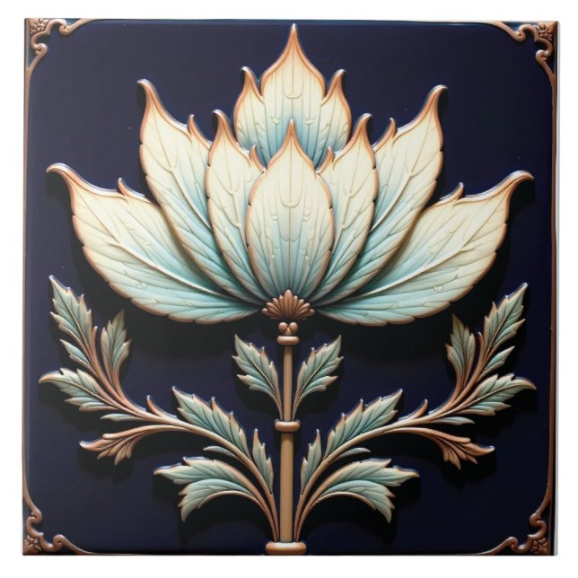 Delicate Lotus from the Deep Blue Pond Tile (Front)