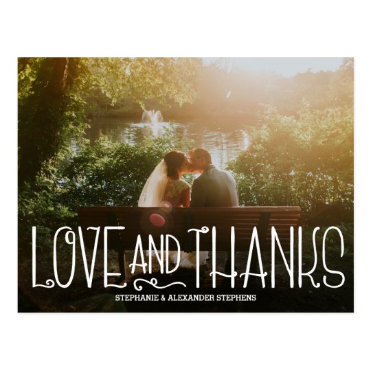 Delicate Love and Thanks Wedding Thank You Card