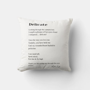Delicate Love Poem Poetry Decor  Throw Pillow