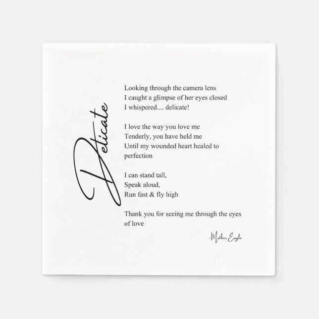 Delicate Love Poem Poetry  Napkin (Front)