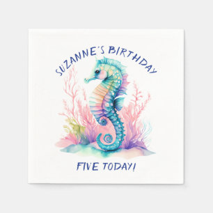 Delicate Marine Seahorse Personalized Napkin