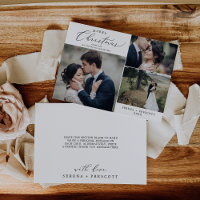 Delicate Marry Christmas Wedding Photo Thank You