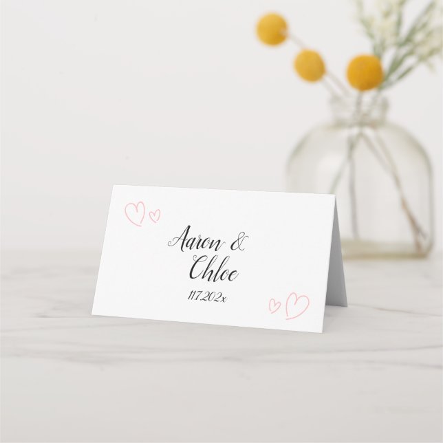 Delicate Minimalist Calligraphy Wedding  Place Card (Front)