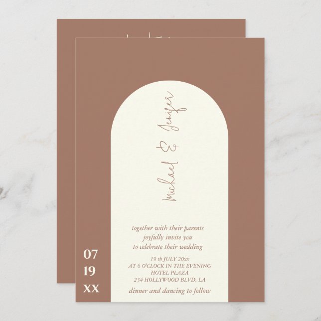 Delicate minimalist elegant arch all in one invitation (Front/Back)