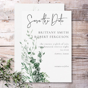 Delicate Modern Tropical Rainforest Foliage Save The Date