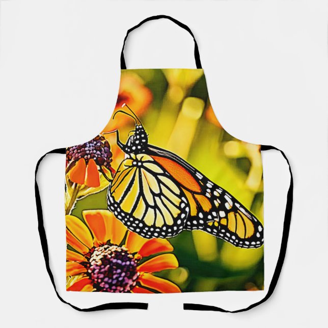 Delicate Monarch Butterfly Bloom Design Apron (Front)