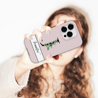 Delicate Monogram J custom name Jasmine floral  Case-Mate iPhone 14 Pro Case