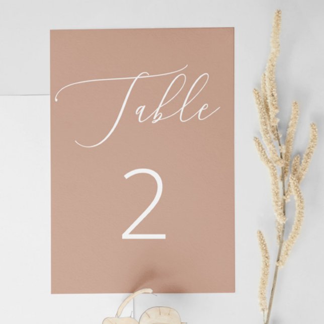 Delicate Muted Peach Beige Minimalist Wedding Table Number (Creator Uploaded)