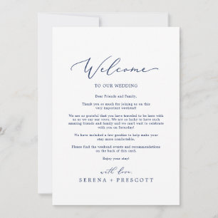 Delicate Navy Wedding Welcome Letter & Itinerary