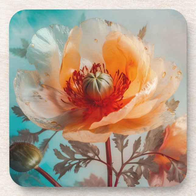 Delicate Orange Flower  Coaster (Front)