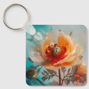 Delicate Orange Flower  Keychain
