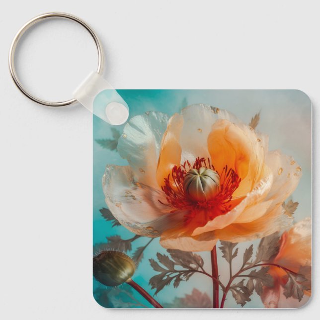 Delicate Orange Flower  Keychain (Front)