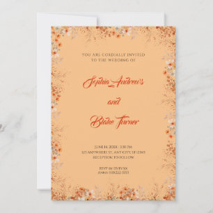 Delicate Orange Flowers Pretty Orange Wedding Invitation