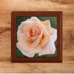 Delicate Orange Rose Bloom Floral Gift Box<br><div class="desc">Store trinkets,  jewellery and other small keepsakes in this wooden gift box with ceramic tile that features the photo image of a delicate,  orange Rose bloom. A lovely,  floral design! Select your gift box size and colour.</div>