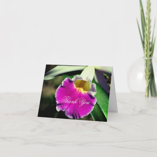 Delicate Orchid Flower Customizable Thank You Card (Front)