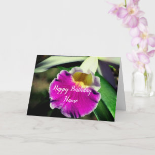Delicate Orchid Flower Personalized Birthday  Card