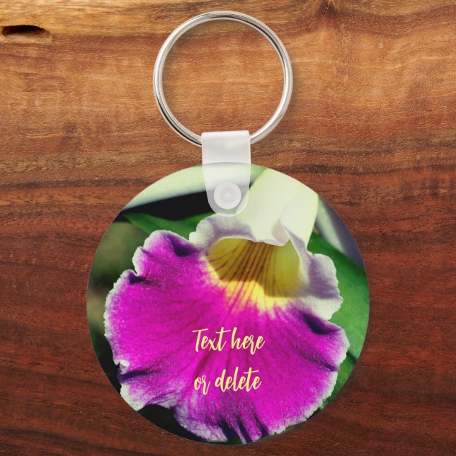 Delicate Orchid Flower Personalized Keychain (Front)