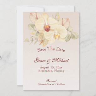 Delicate Orchid Flower Wedding Save The Date