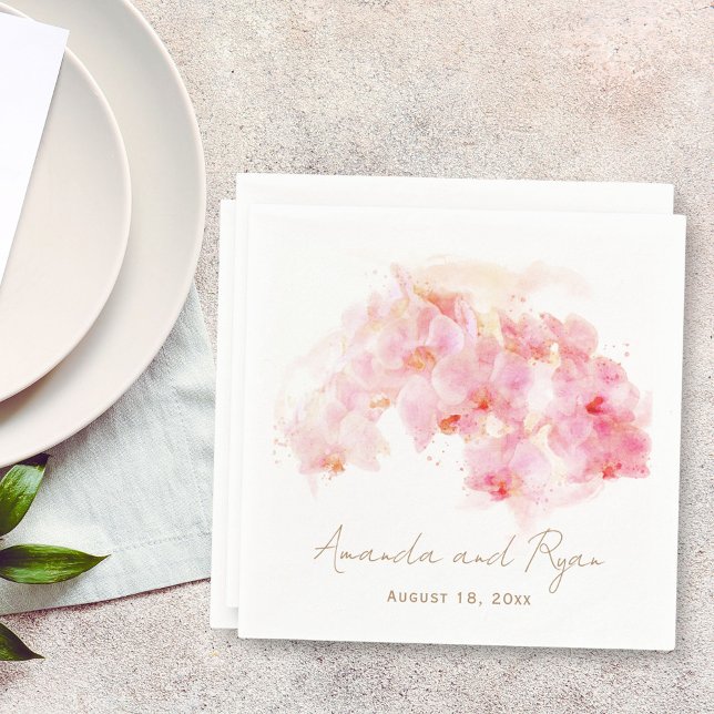 Delicate Orchid Watercolor Floral Wedding Napkin (Creator Uploaded)