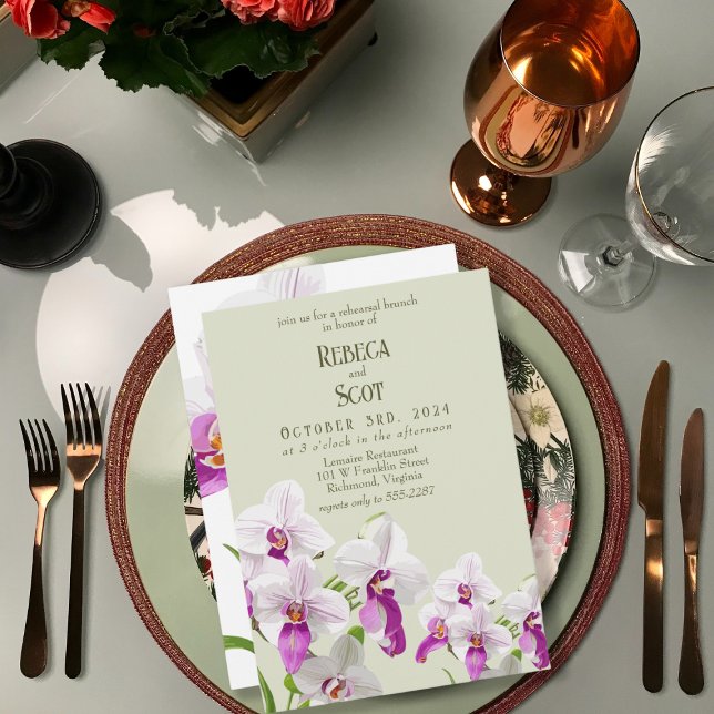 Delicate Orchid Wedding Brunch Rehearsal  Invitation (Creator Uploaded)