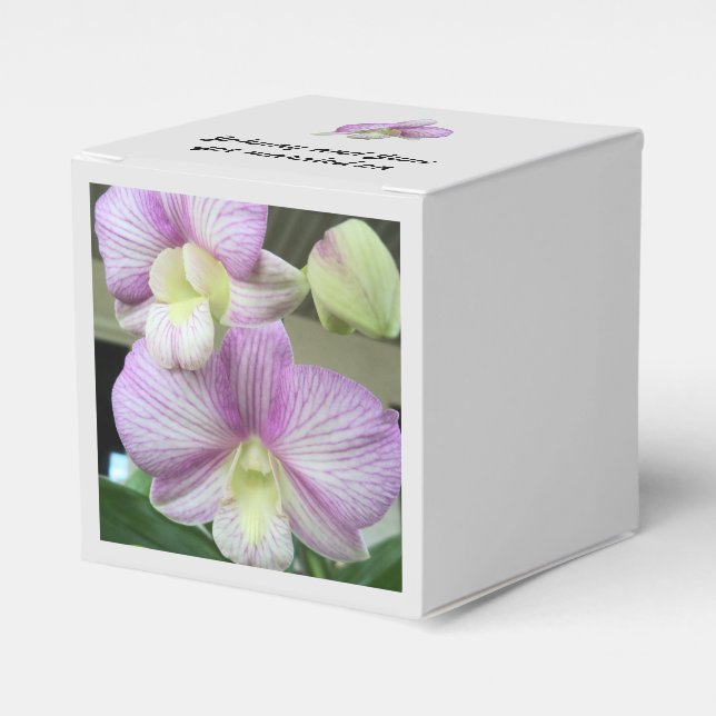 Delicate Orchids on Personalized Favour boxes (Front Side)