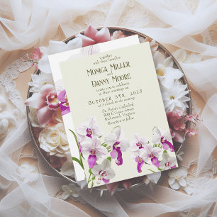 Delicate Orchids Painting Wedding Invitation
