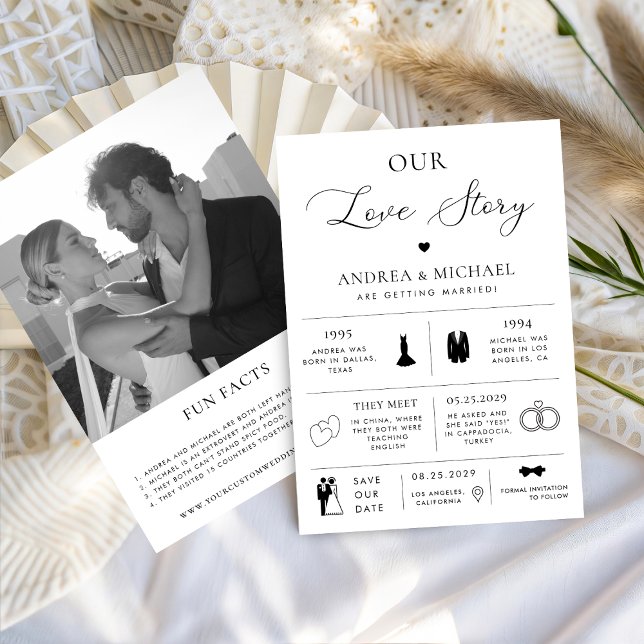 Delicate Our Love Story Infographic Photo Wedding Invitation (Creator Uploaded)